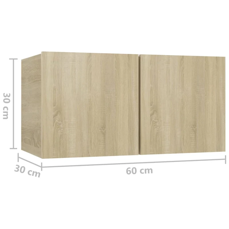 Meuble TV multimédia étagère télévision buffet téléviseur salle à manger salon chambre suspendu chêne sonoma 60 x 30 x 30 cm brun 02_0028494
