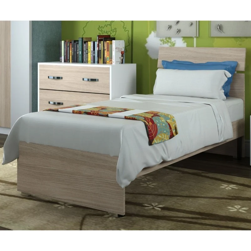Letto singolo in legno colore olmo 85x200 cm