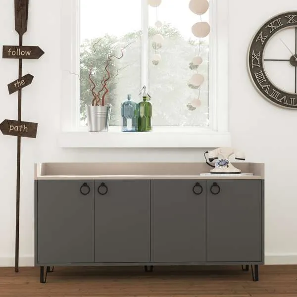 Madia 140 cm con 4 ante color antracite e tortora - Dea