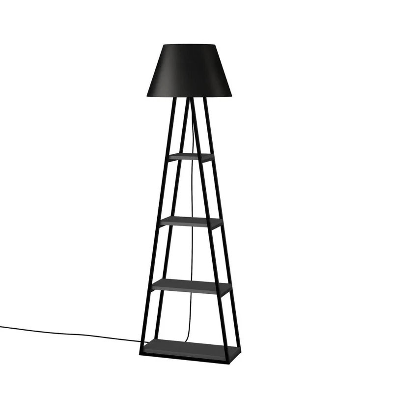 Lampada da terra colore nero antracite con mensole 165H cm - Pal