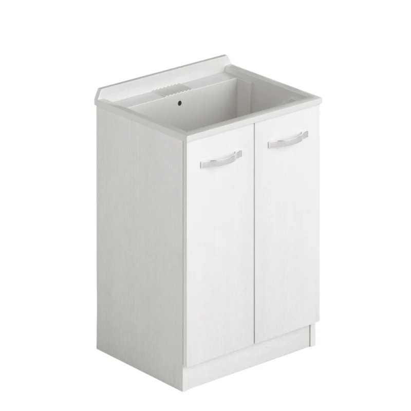 Lavatoio con 2 ante in legno colore bianco frassinato 61x50x86H cm