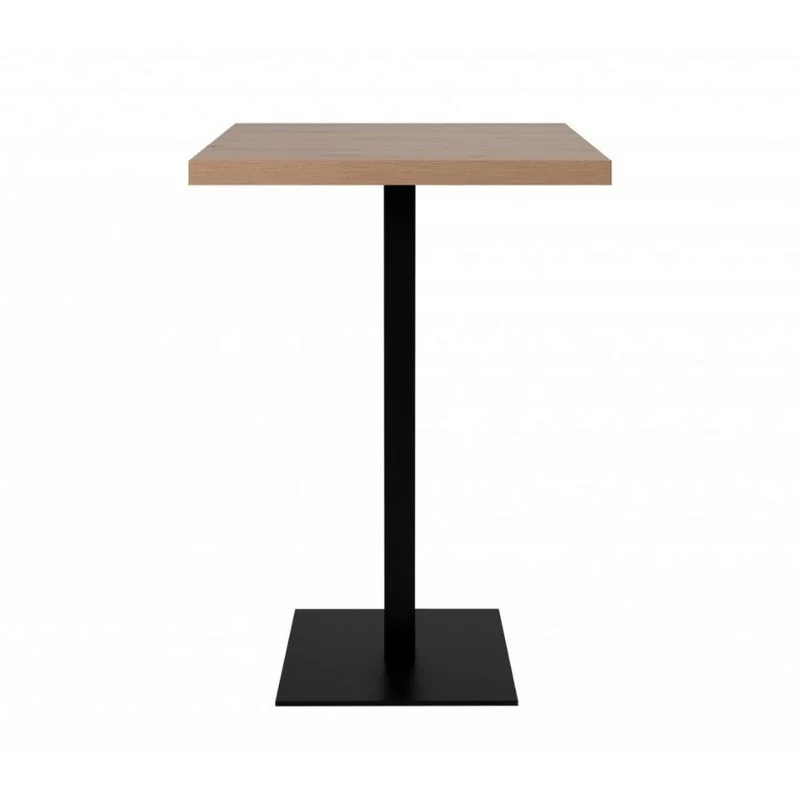 Tavolo alto Quadrato 70x70 cm piano colore rovere e base nera