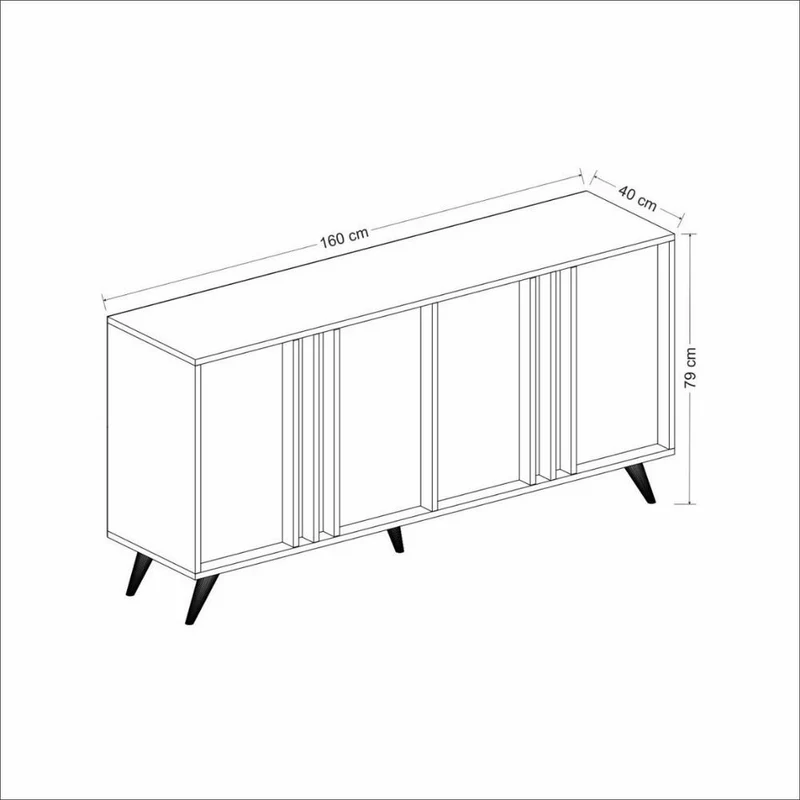 Madia con ante e ripiani colore antracite e noce 160 cm - Rilla