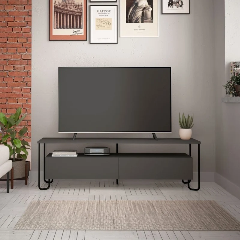 Mobile porta Tv 150x45h cm con due ante colore antracite - Cornea