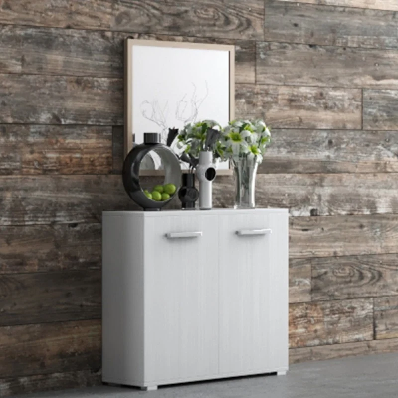 Mobile multiuso con 2 ante colore bianco frassinato 90x80H cm - Mini Viareggio