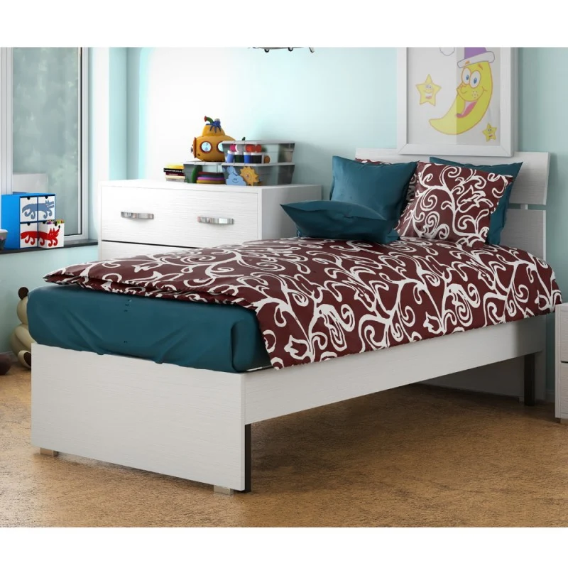 Letto singolo in legno colore bianco frassinato 85x200 cm