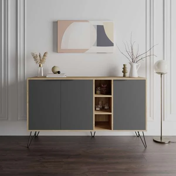 Madia 3 ante colore rovere oak e antracite Clara
