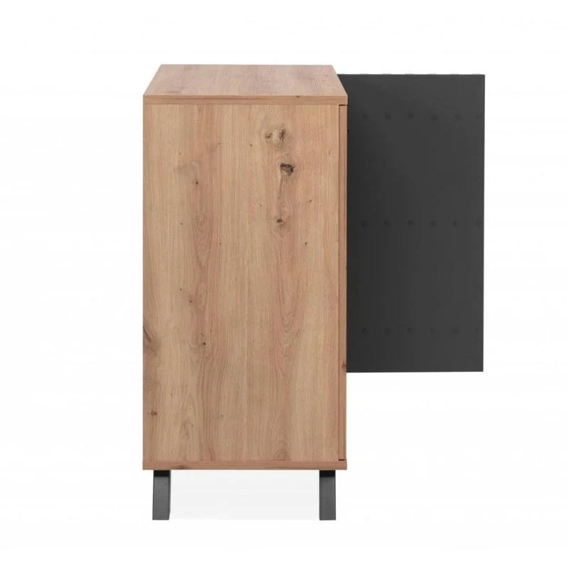 Madia con 2 ante e ripiani colore rovere e antracite 80x85H cm - Medan01D