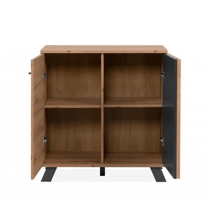 Madia con 2 ante e ripiani colore rovere e antracite 80x85H cm - Medan01D