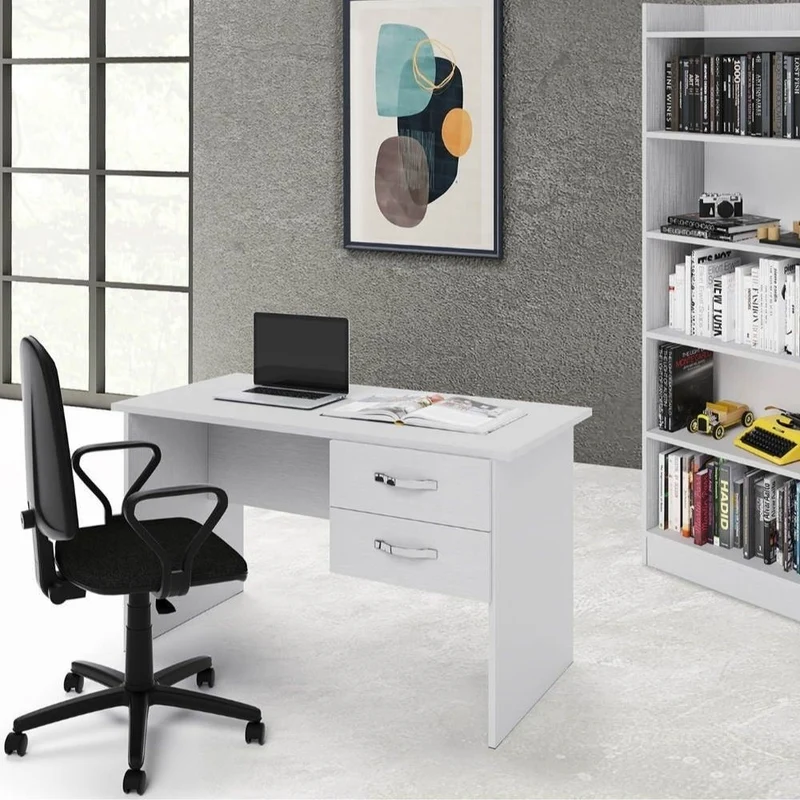 Scrivania con due cassetti colore bianco frassinato 119x64x75h cm - Tiffany