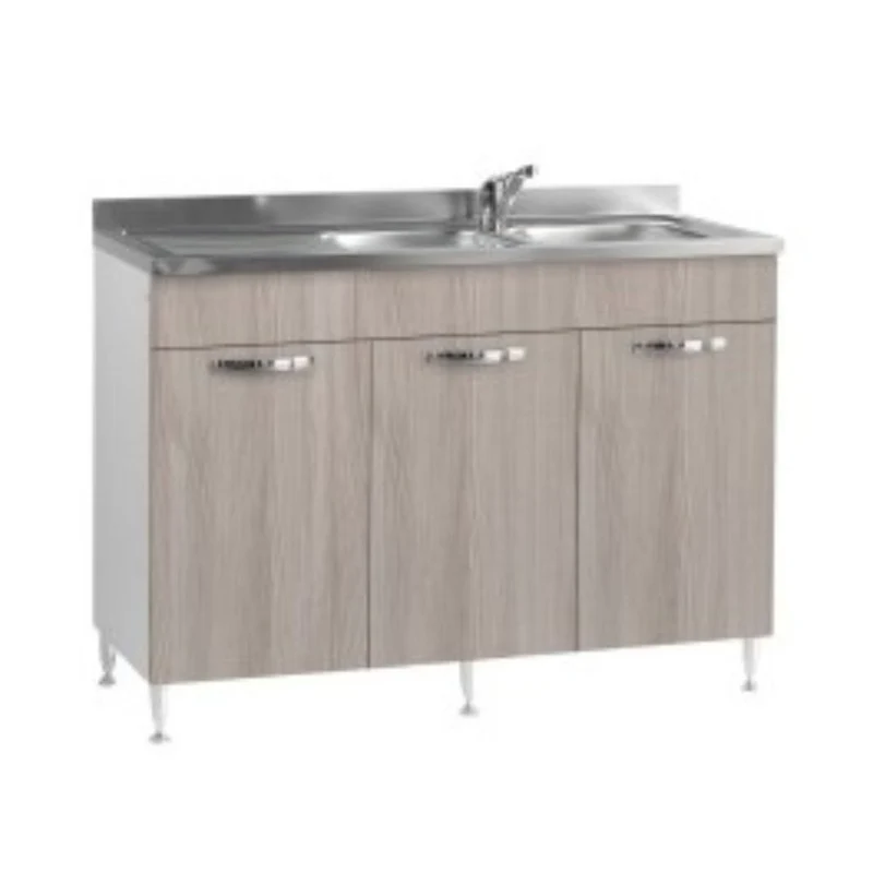 Mobile sottolavello con 3 ante e lavello incluso colore olmo 120 cm