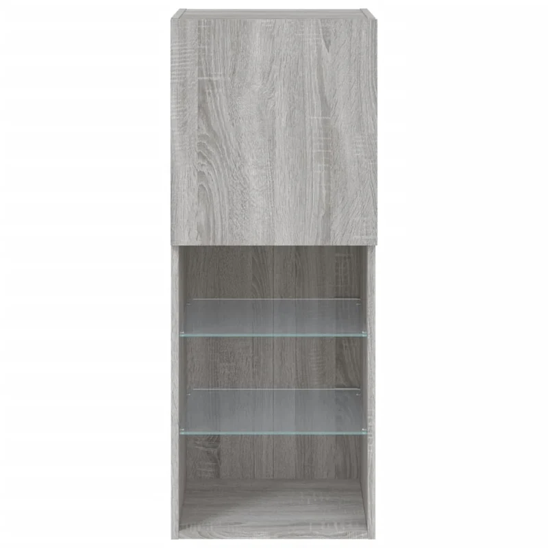 Meuble TV multimédia étagère télévision buffet téléviseur salle à manger salon chambre avec lumières LED sonoma 40,5 x 30 x 102 cm gris 02_0026823