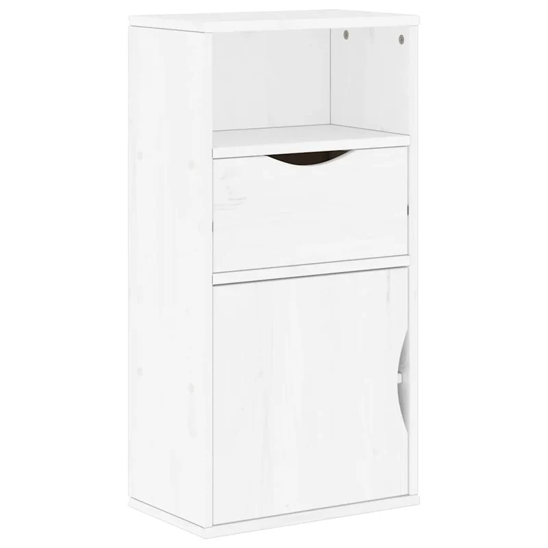 Armoire latérale en bois massif pin avec grand espace de rangement style rustique 40 x 24 x 79 cm en bois blanc 02_0058047