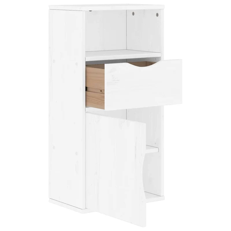 Armoire latérale en bois massif pin avec grand espace de rangement style rustique 40 x 24 x 79 cm en bois blanc 02_0058047