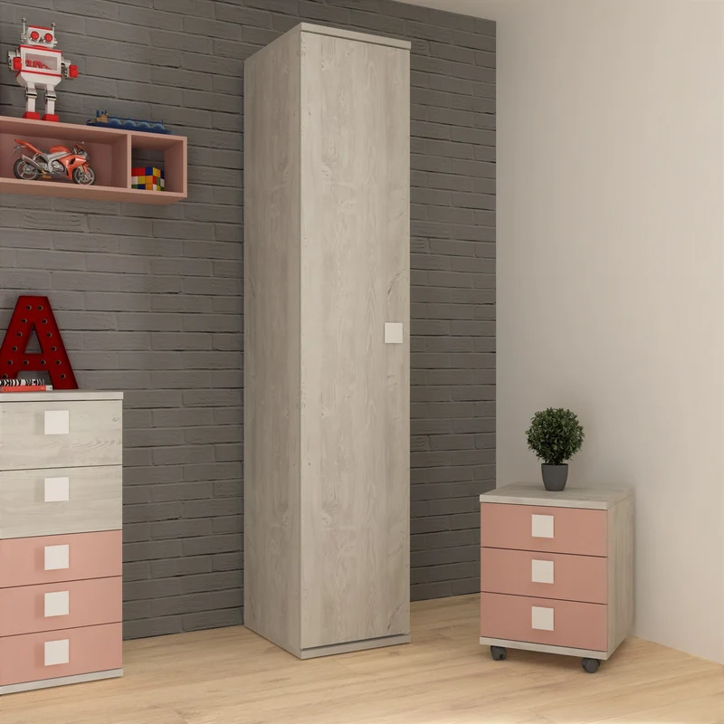 Comodino 46x60h in legno con 3 cassetti colore bianco consumato