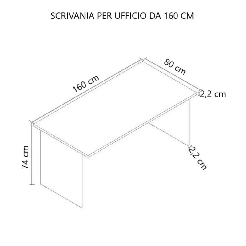 Scrivania da ufficio colore bianco frassinato 160x80 cm - Leski