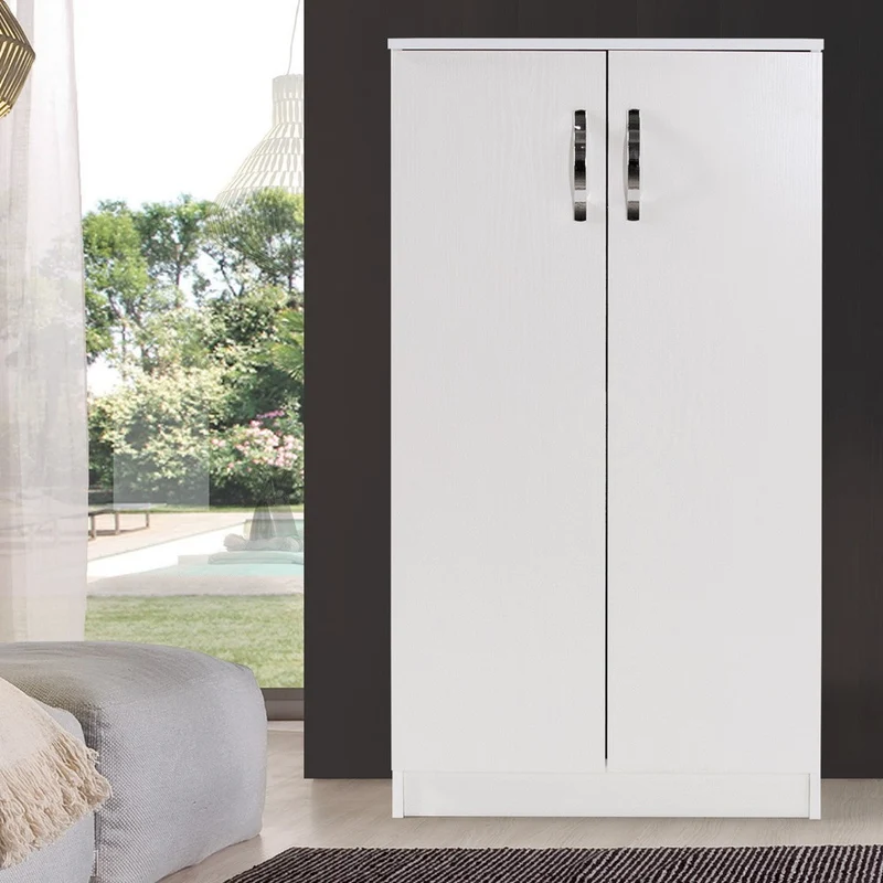 Scarpiera armadio con 2 ante e 3 ripiani colore bianco frassinato 71x130H cm - Gabriella