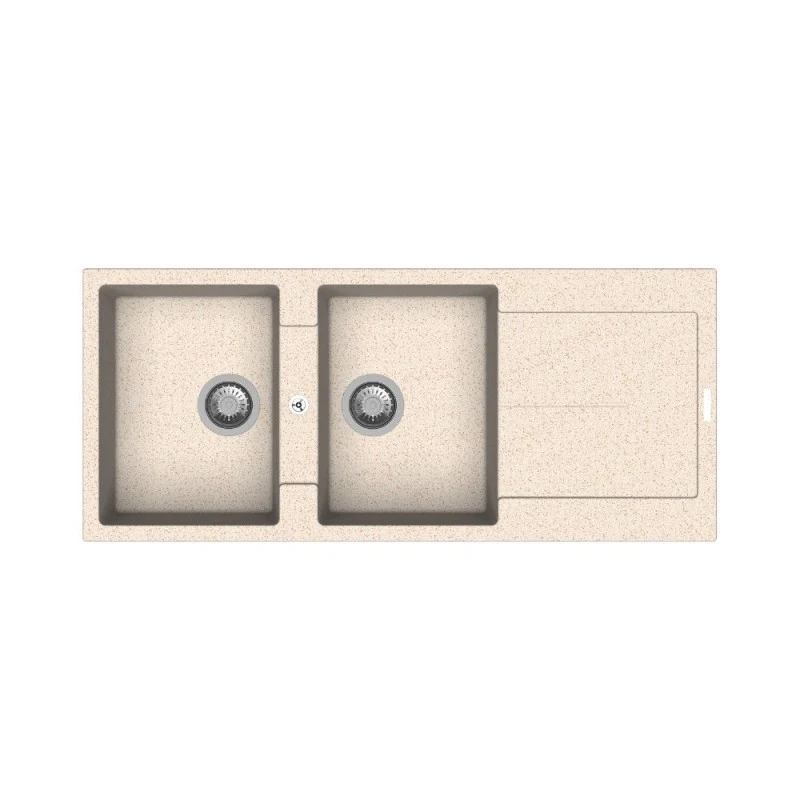 Lavello reversibile in quarzo con 2 vasche e gocciolatoio 116x50 cm colore avena - Enigma D200