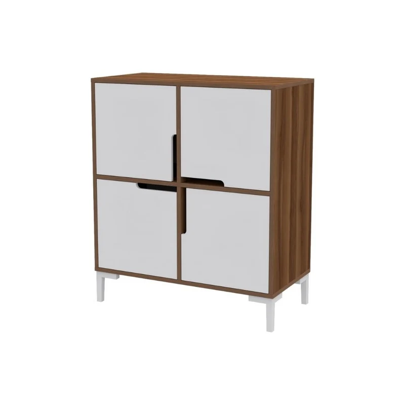 Scarpiera 90x90h cm con 4 scomparti colore noce e bianco - Wind Tower