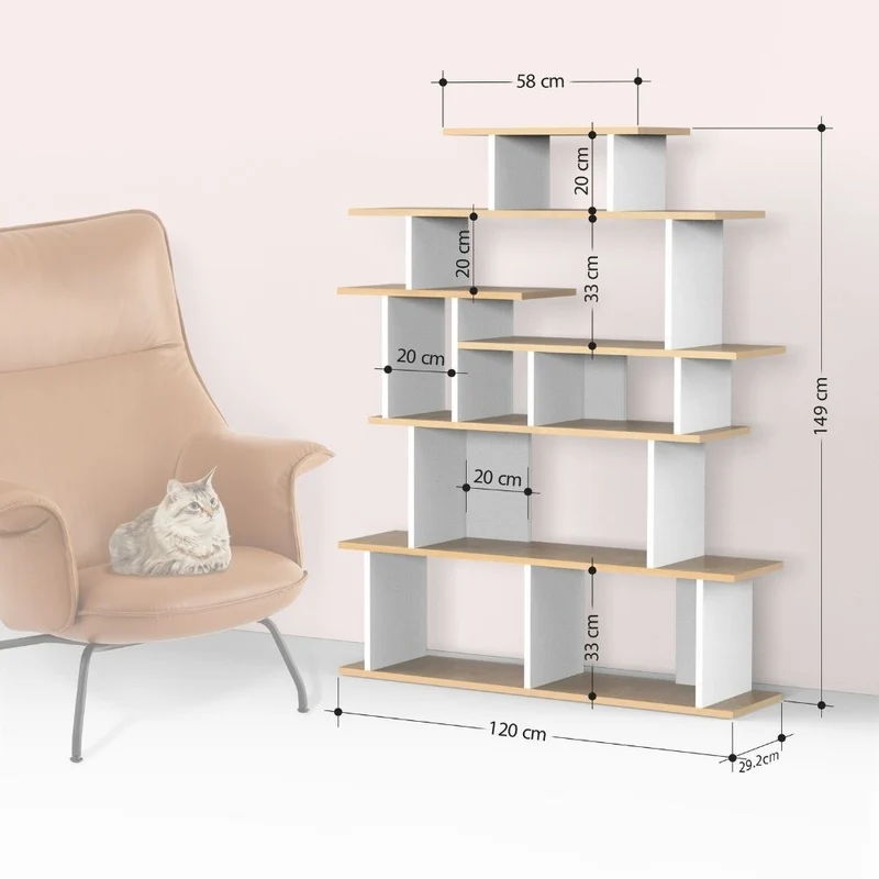 Libreria 120x149h di design colore bianco e antracite - Apollon