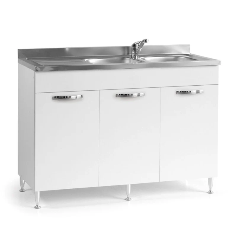 Mobile sottolavello con 3 ante lavello escluso colore bianco frassinato 120 cm