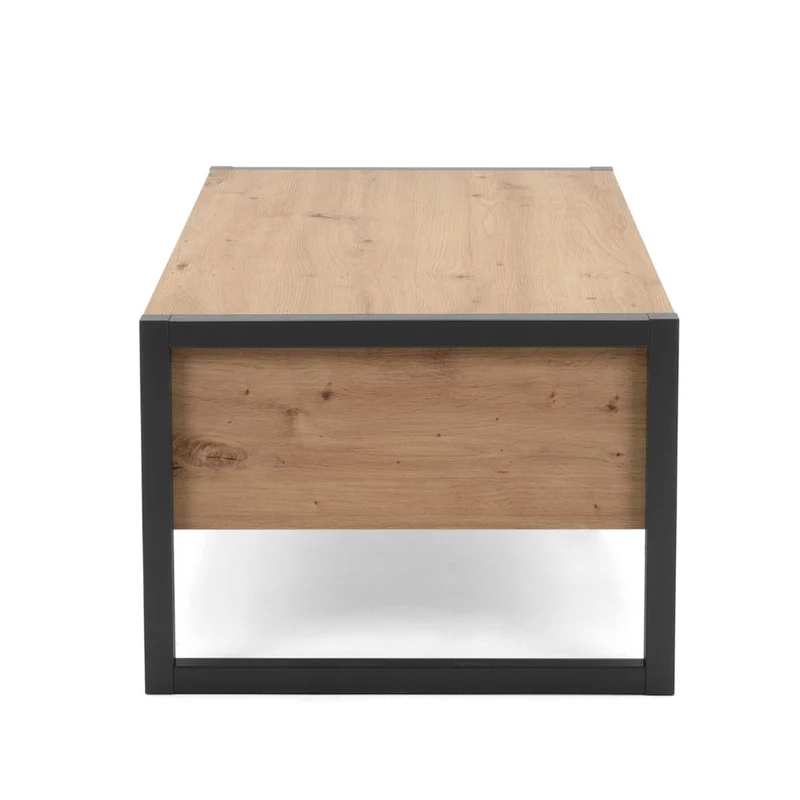 Tavolino da salotto 100x40h cm con cassetto e vano colore quercia e antracite - Denver