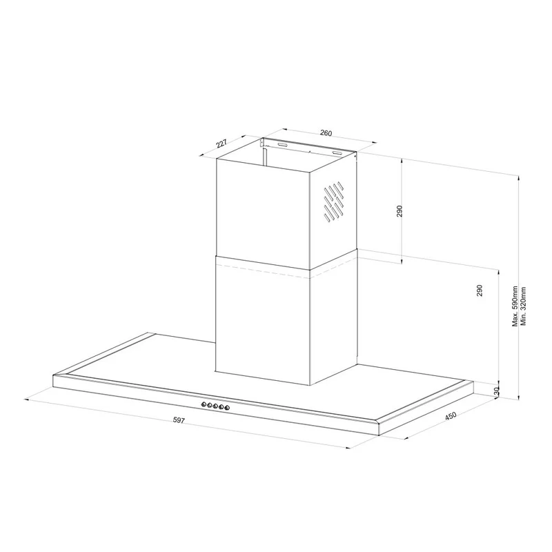 Cappa da parete acciaio inox 60 cm - Samet Embla