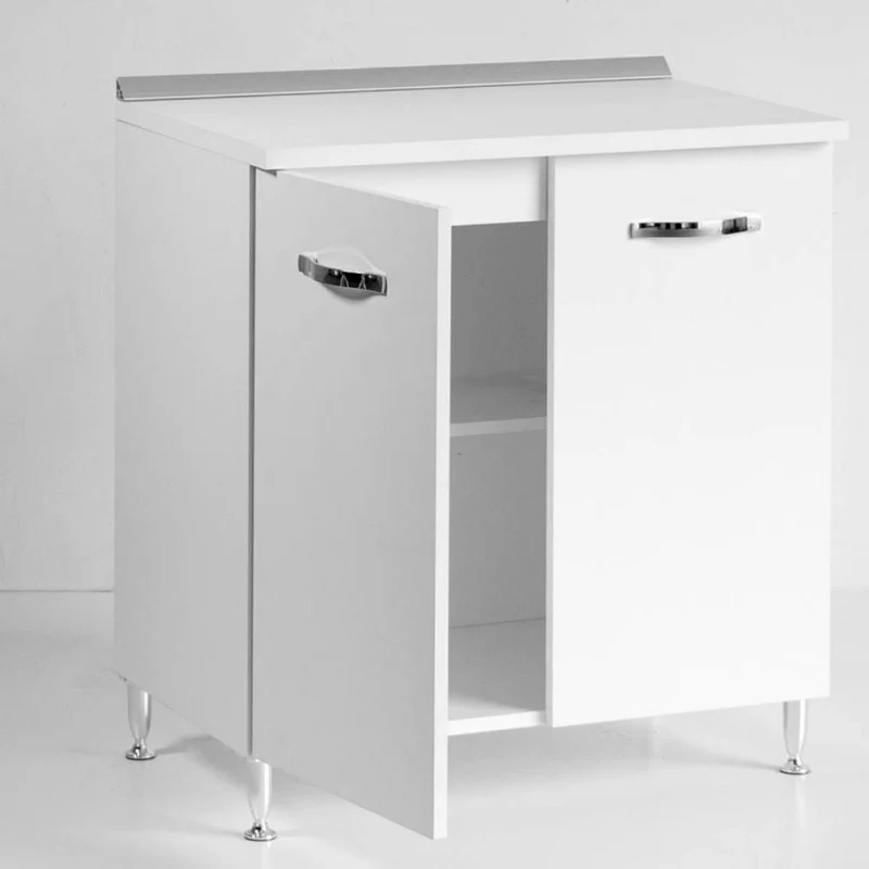 Base cucina con 2 ante colore bianco frassinato 80x50x85H cm