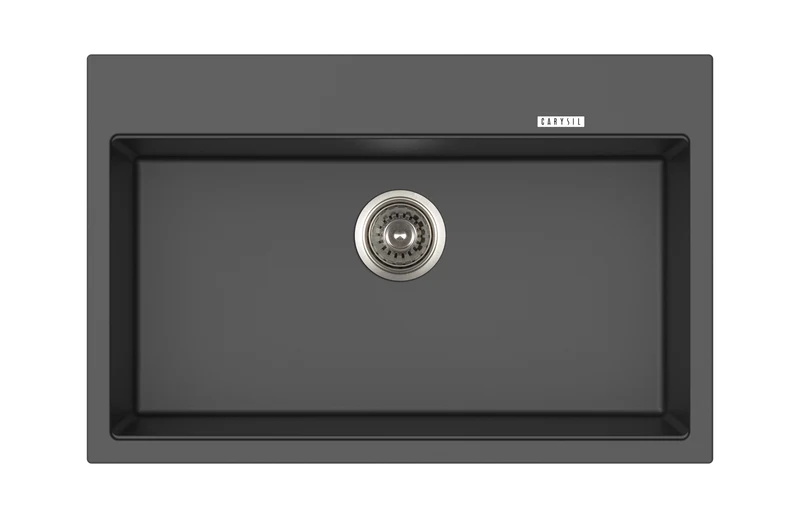 Lavello vasca singola in quarzo colore nero 78x51 cm - Waltz