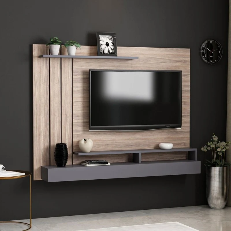 Parete attrezzata porta tv colore noce e antracite 157cm - Lawrance