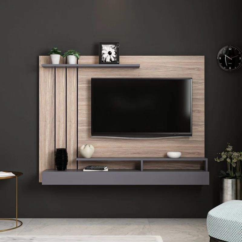 Parete attrezzata porta tv colore noce e antracite 157cm - Lawrance