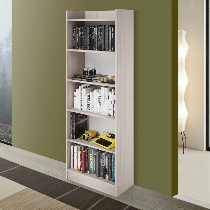 Libreria con 5 ripiani colore olmo 64x180H cm - Alessia