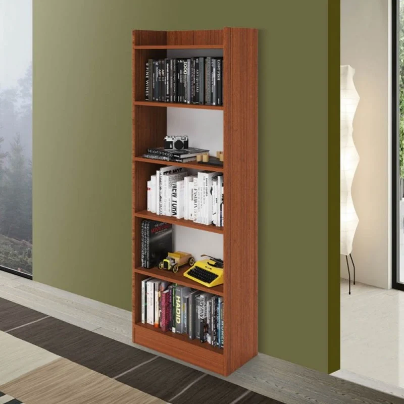 Libreria con 5 ripiani colore noce antico 64x180H cm - Alessia