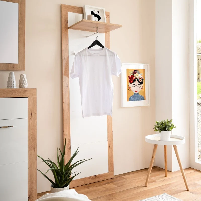 Pannello appendiabiti 60x190h cm da ingresso colore rovere e bianco - Wien 43