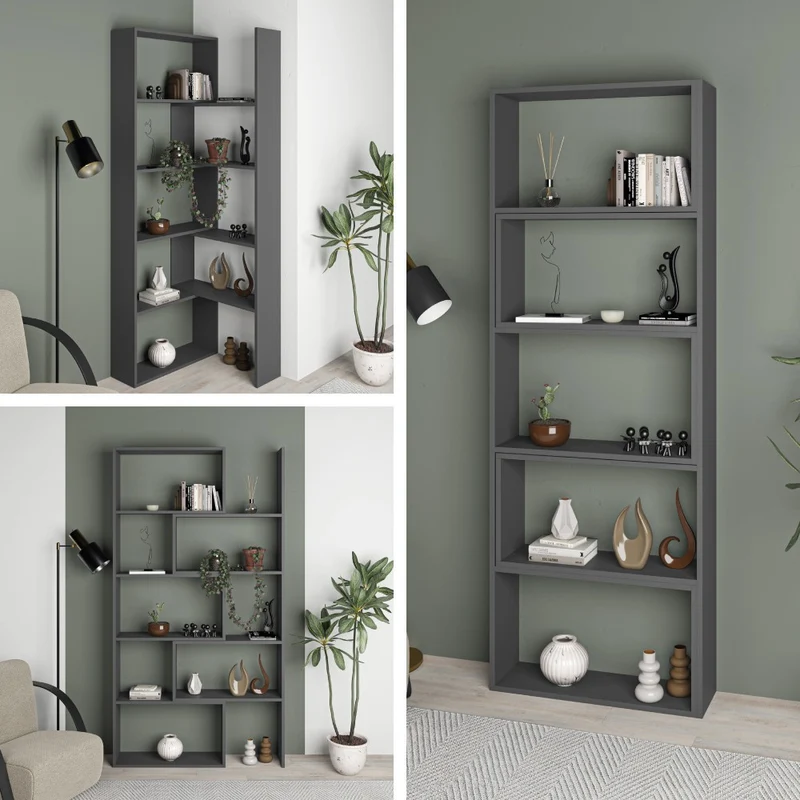 Libreria estensibile angolare 72x200h cm colore antracite - Wish
