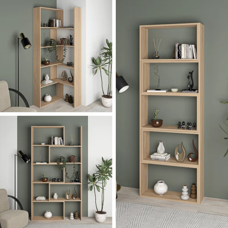 Libreria estensibile angolare 72x200h cm colore rovere - Wish