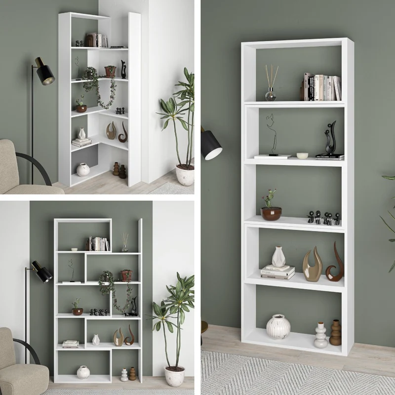 Libreria estensibile angolare 72x200h cm colore bianco - Wish