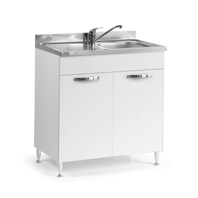 Base sottolavello con due ante colore bianco frassinato 80x85H cm