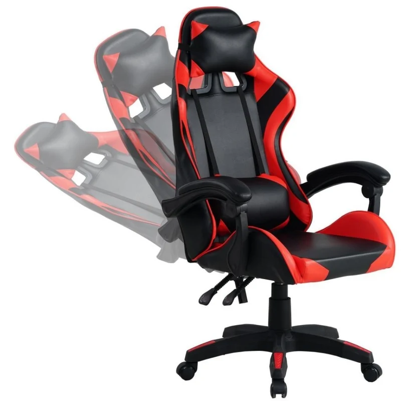 Poltrona gaming con inclinazione e ruote colore rosso e nero - Mek