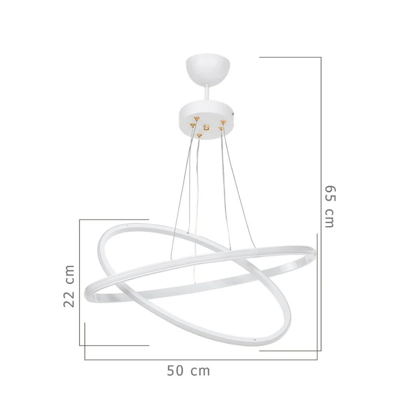 Lampada a sospensione 60cm con due anelli bianchi Led - Muso MDL4438