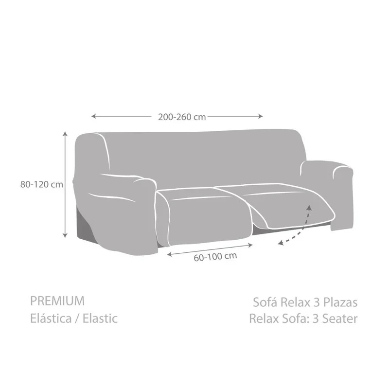 Copridivano 200-260 cm per recliner tre posti colore grigio - Jaz