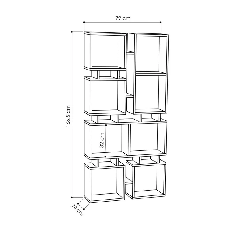 Libreria 79x166,5H cm bifacciale in legno colore antracite - Rail