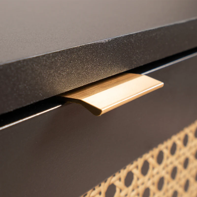 Comodino 40x52H cm con 2 cassetti colore nero con frontali effetto vimini - Vienna61A