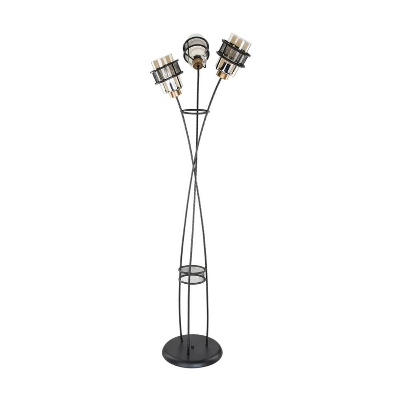 Lampada da terra 160H cm in ferro intrecciato con 3 luci in vetro - Grande MDL3812