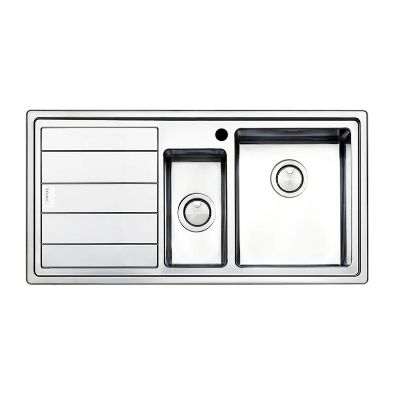 Lavello 100x50 cm con 2 vasche e gocciolatoio sinistro - SAXT332