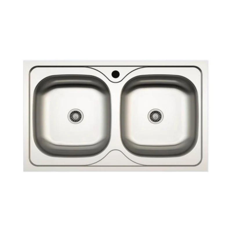 Lavello cucina incasso 86x50 cm due vasche in acciaio inox - MP862V