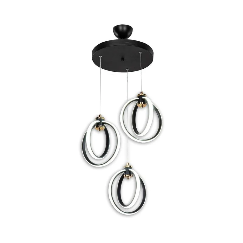 Lampada a sospensione LED 90 cm con tre punti luce a cerchi LED - Felicia