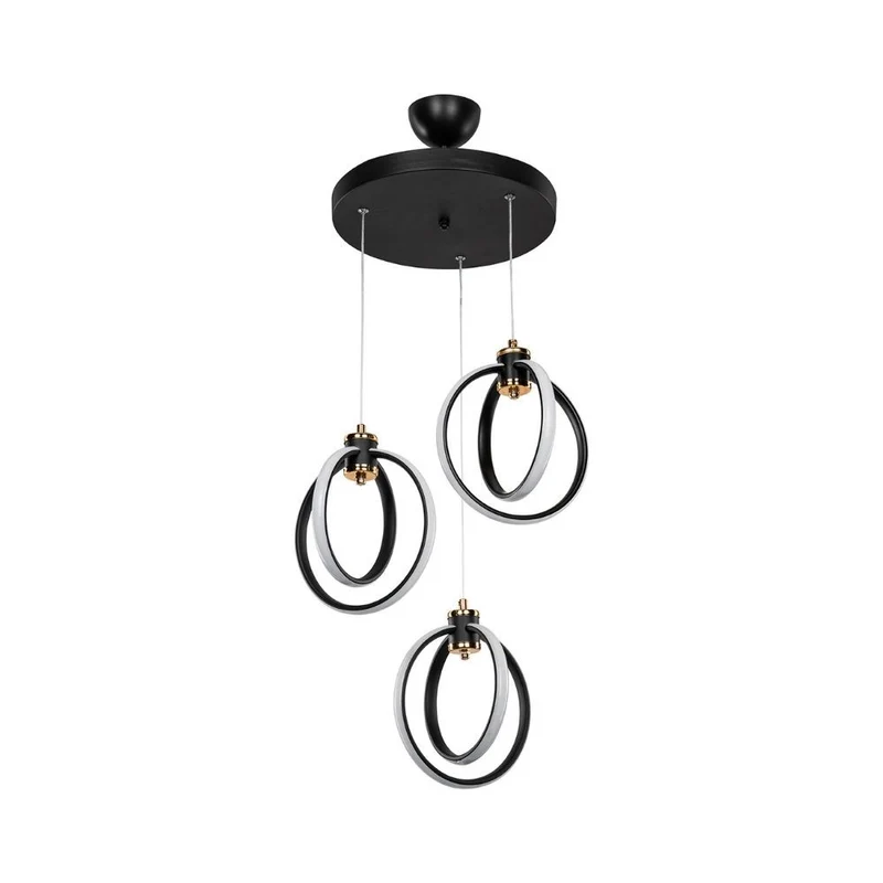 Lampada a sospensione LED 90 cm con tre punti luce a cerchi LED - Felicia