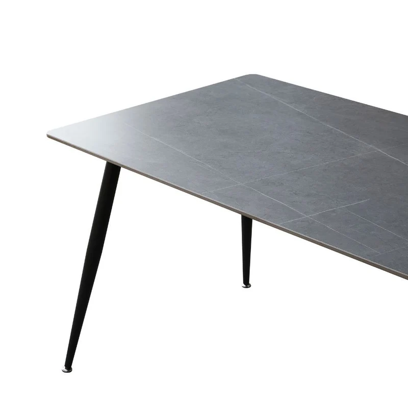 Tavolo con top ceramica effetto marmo grigio cemento 160x90 cm - Mila
