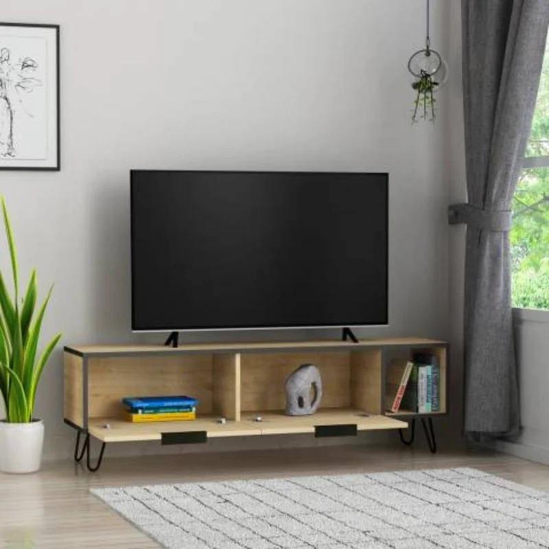 Mobile porta tv 150x50H cm con 2 ante colore rovere - Furoki